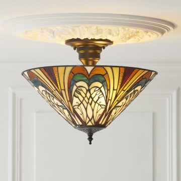 Endon 111905 - Tiffany HECTOR Flush-Mount Ceiling Light 3xE27/10W/230V Ø 40 cm