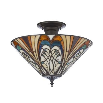 Endon 111905 - Tiffany HECTOR Flush-Mount Ceiling Light 3xE27/10W/230V Ø 40 cm