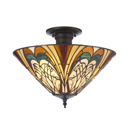 Endon 111905 - Tiffany HECTOR Flush-Mount Ceiling Light 3xE27/10W/230V Ø 40 cm