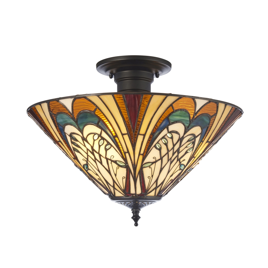 Endon 111905 - Tiffany HECTOR Flush-Mount Ceiling Light 3xE27/10W/230V Ø 40 cm