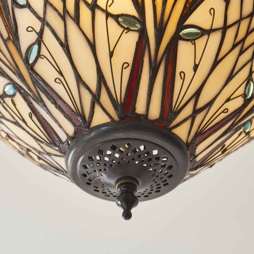 Endon 111905 - Tiffany HECTOR Flush-Mount Ceiling Light 3xE27/10W/230V Ø 40 cm