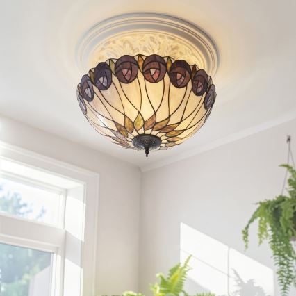 Endon 111906 - Tiffany HUTCHINSON flush-mount ceiling light 3x E27/10W/230V, Ø 50 cm