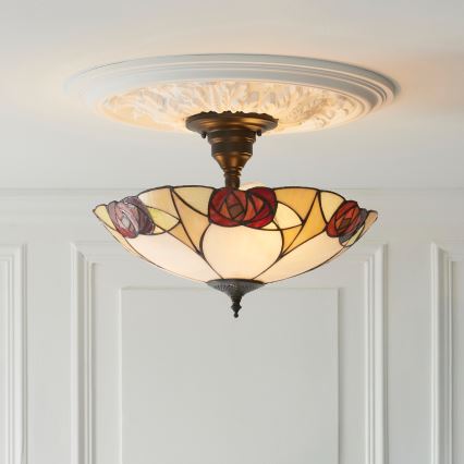 Endon 111907 - Tiffany INGRAM flush-mount chandelier 3xE27/10W/230V Ø 45 cm