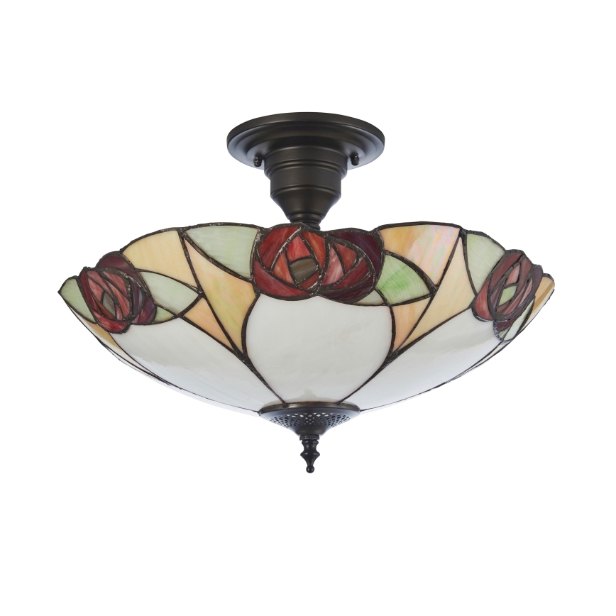 Endon 111907 - Tiffany INGRAM flush-mount chandelier 3xE27/10W/230V Ø 45 cm