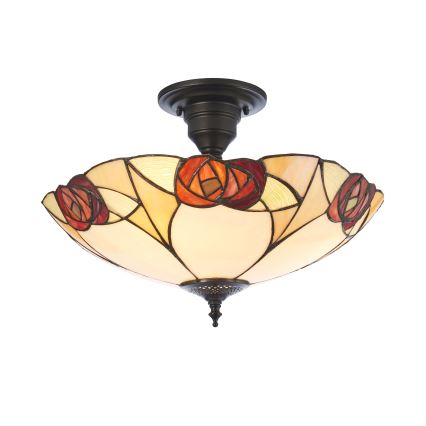 Endon 111907 - Tiffany INGRAM flush-mount chandelier 3xE27/10W/230V Ø 45 cm