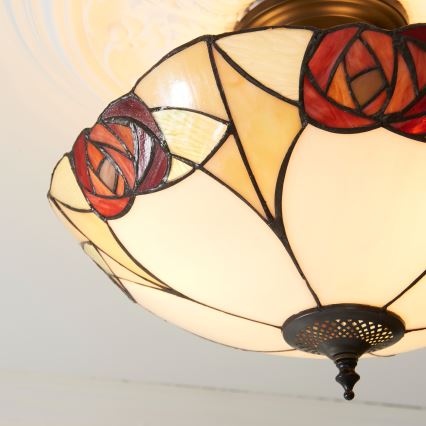 Endon 111907 - Tiffany INGRAM flush-mount chandelier 3xE27/10W/230V Ø 45 cm
