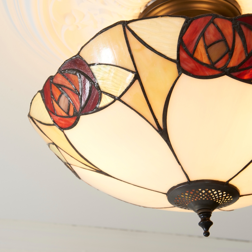 Endon 111907 - Tiffany INGRAM flush-mount chandelier 3xE27/10W/230V Ø 45 cm