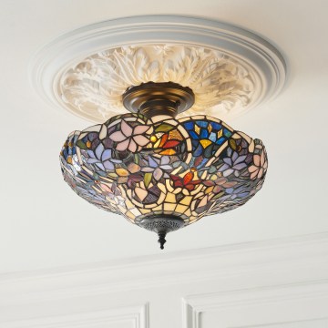 Endon 111915 - Semi-flush Tiffany chandelier SULLIVAN 3xE27/10W/230V, Ø 40 cm