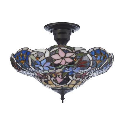 Endon 111915 - Semi-flush Tiffany chandelier SULLIVAN 3xE27/10W/230V, Ø 40 cm