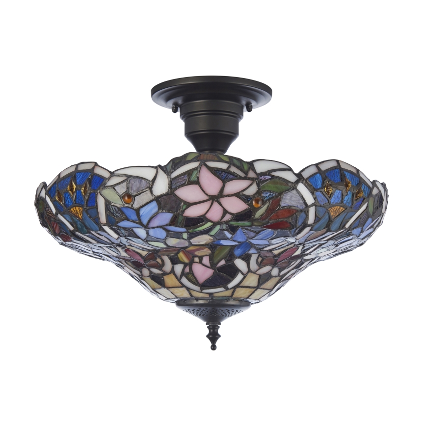Endon 111915 - Semi-flush Tiffany chandelier SULLIVAN 3xE27/10W/230V, Ø 40 cm
