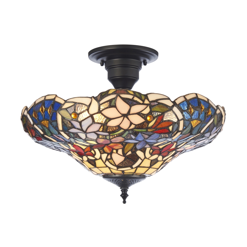 Endon 111915 - Semi-flush Tiffany chandelier SULLIVAN 3xE27/10W/230V, Ø 40 cm