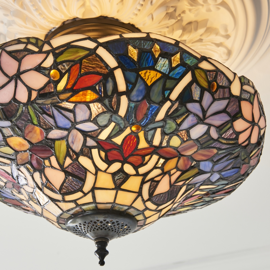 Endon 111915 - Semi-flush Tiffany chandelier SULLIVAN 3xE27/10W/230V, Ø 40 cm
