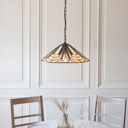 Endon 111922 - Chain-suspended Tiffany chandelier ASTORIA 3xE27/10W/230V Ø 48 cm