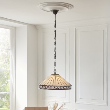 Endon 111961 - Tiffany FARGO Chain-Mounted Chandelier, 3xE27/10W/230V, diam. 50 cm
