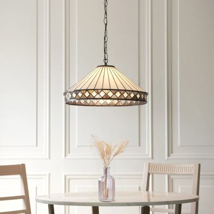 Endon 111961 - Tiffany FARGO Chain-Mounted Chandelier, 3xE27/10W/230V, diam. 50 cm