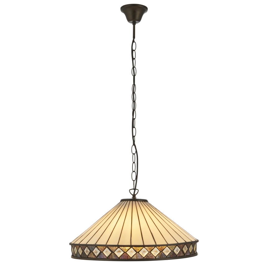 Endon 111961 - Tiffany FARGO Chain-Mounted Chandelier, 3xE27/10W/230V, diam. 50 cm