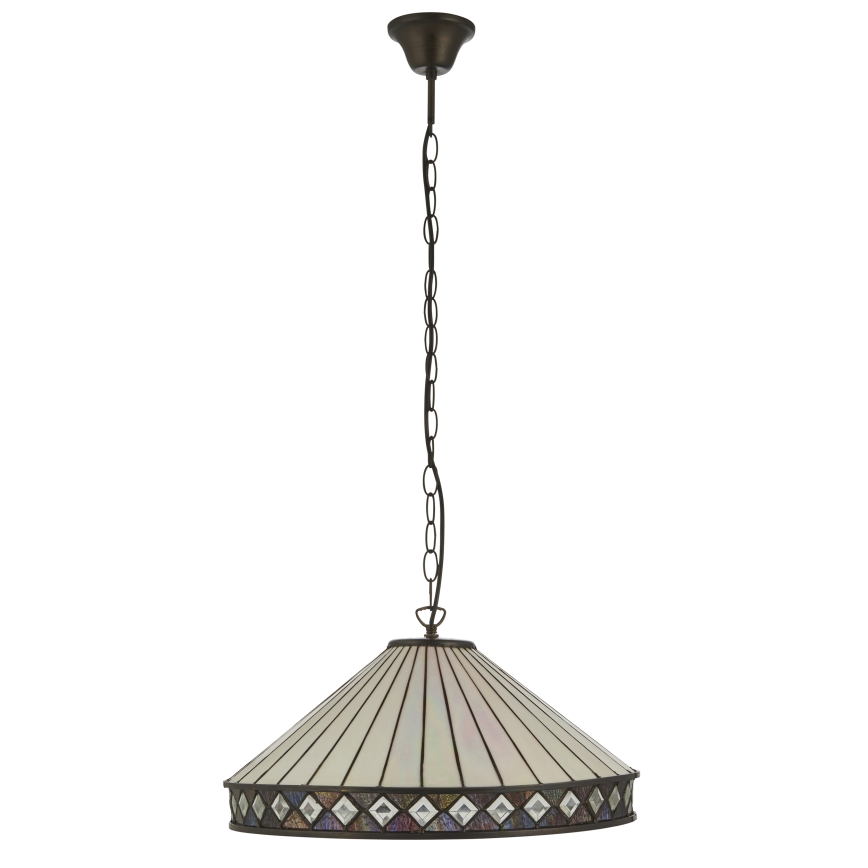 Endon 111961 - Tiffany FARGO Chain-Mounted Chandelier, 3xE27/10W/230V, diam. 50 cm