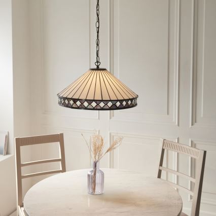 Endon 111961 - Tiffany FARGO Chain-Mounted Chandelier, 3xE27/10W/230V, diam. 50 cm