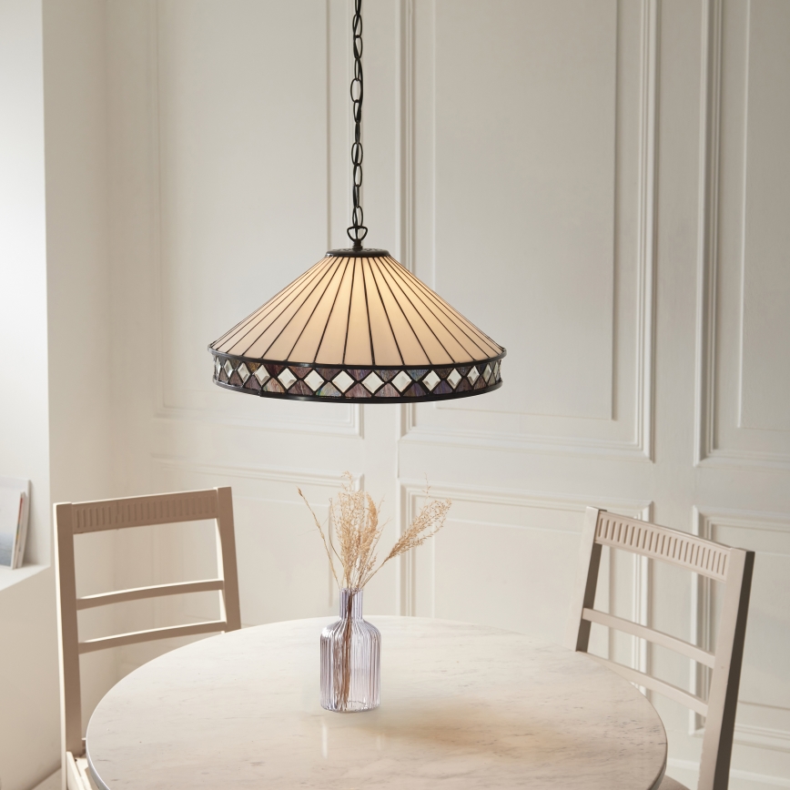 Endon 111961 - Tiffany FARGO Chain-Mounted Chandelier, 3xE27/10W/230V, diam. 50 cm