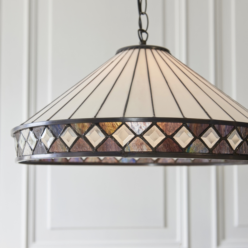 Endon 111961 - Tiffany FARGO Chain-Mounted Chandelier, 3xE27/10W/230V, diam. 50 cm