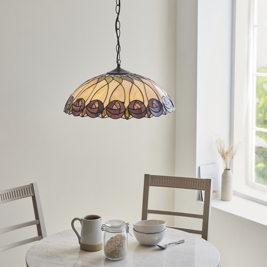 Endon 111985 - Tiffany HUTCHINSON Chain-Hung Chandelier, 3 x E27, 10W, 230V, Ø 50 cm