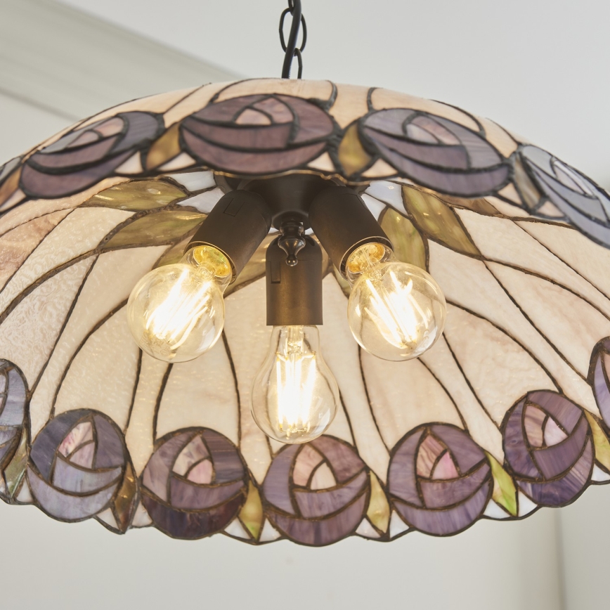 Endon 111985 - Tiffany HUTCHINSON Chain-Hung Chandelier, 3 x E27, 10W, 230V, Ø 50 cm