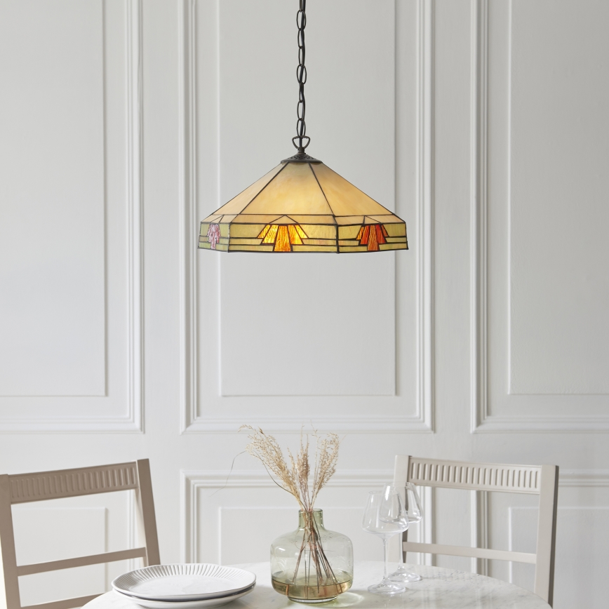 Endon 111989 - Tiffany NEVADA Chain-Hung Chandelier 3xE27/10W/230V, Ø 40 cm