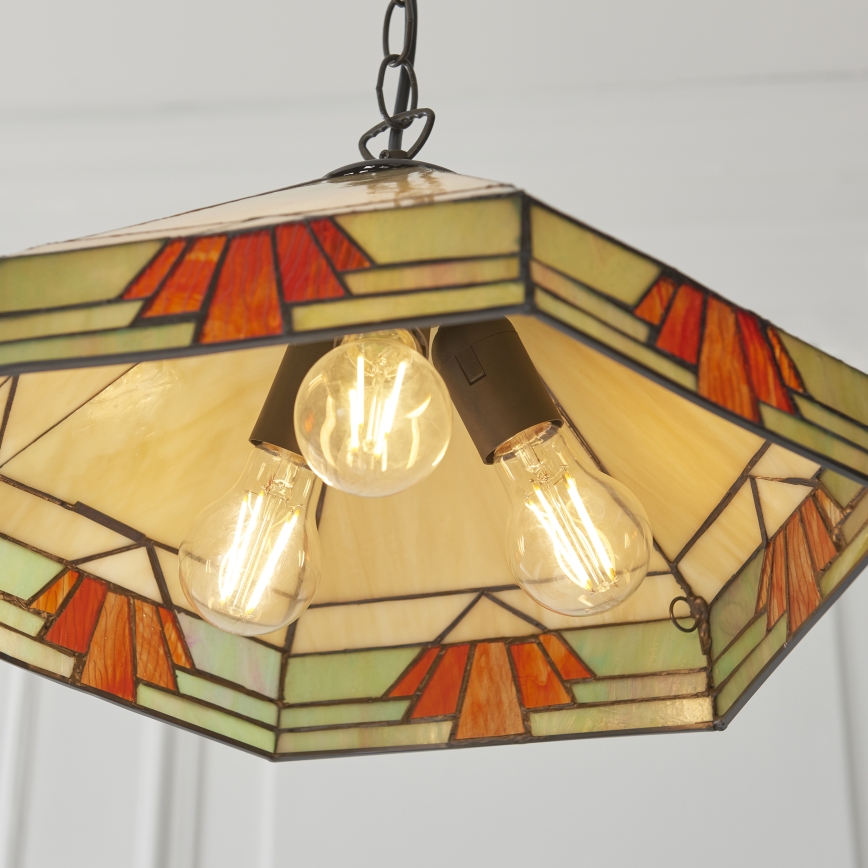 Endon 111989 - Tiffany NEVADA Chain-Hung Chandelier 3xE27/10W/230V, Ø 40 cm