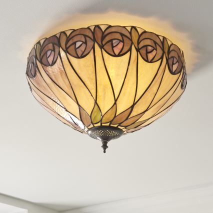 Endon 112188 - Tiffany HUTCHINSON Ceiling light 2xE27/60W/230V, Ø 40 cm