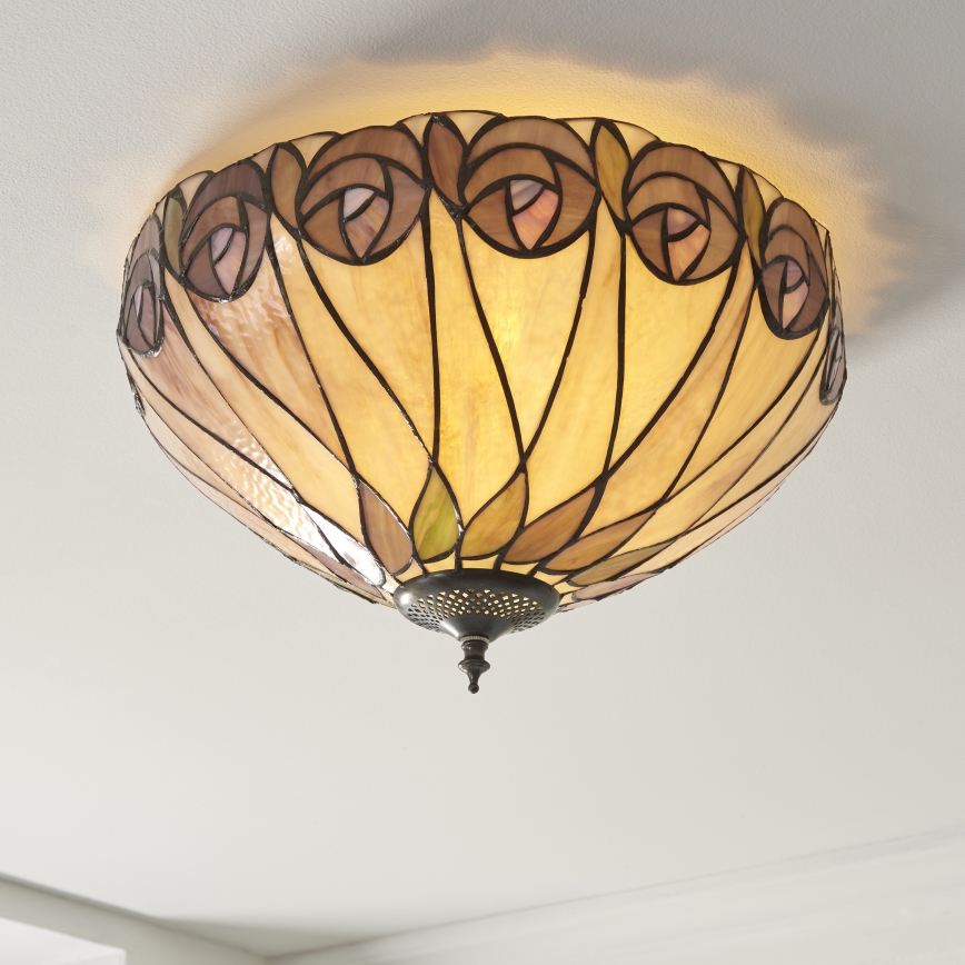 Endon 112188 - Tiffany HUTCHINSON Ceiling light 2xE27/60W/230V, Ø 40 cm