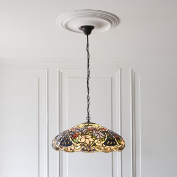 Endon 112193 - Chain-hung Tiffany chandelier SULLIVAN 3xE27/60W/230V Ø 57 cm
