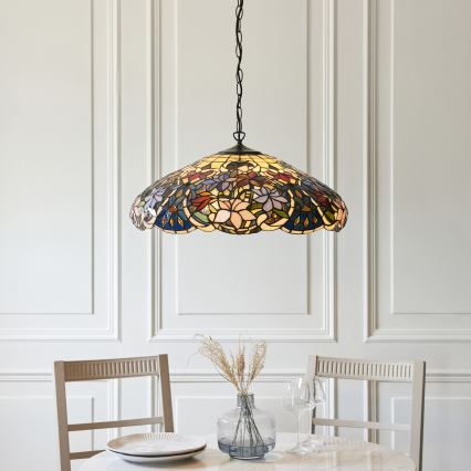 Endon 112193 - Chain-hung Tiffany chandelier SULLIVAN 3xE27/60W/230V Ø 57 cm
