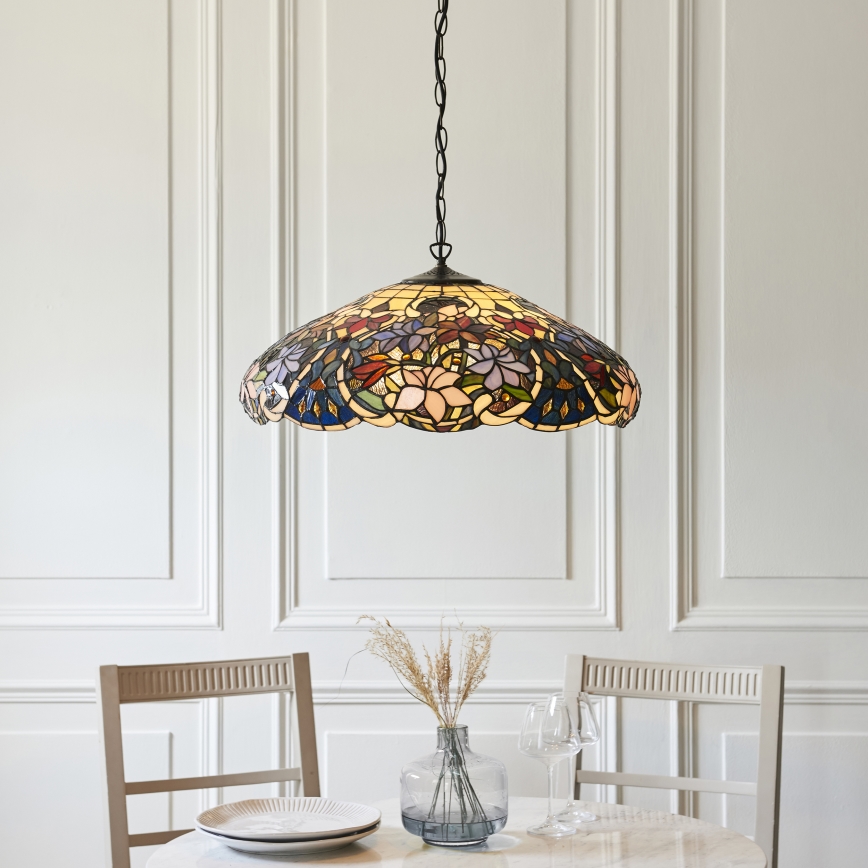 Endon 112193 - Chain-hung Tiffany chandelier SULLIVAN 3xE27/60W/230V Ø 57 cm