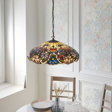 Endon 112193 - Chain-hung Tiffany chandelier SULLIVAN 3xE27/60W/230V Ø 57 cm