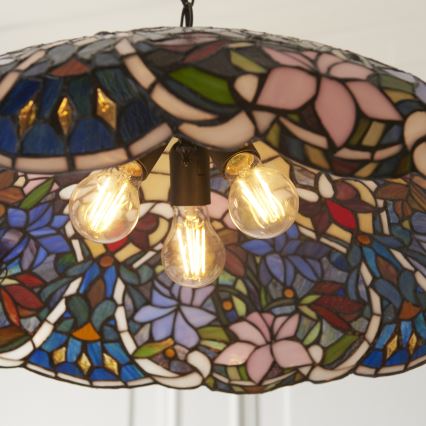 Endon 112193 - Chain-hung Tiffany chandelier SULLIVAN 3xE27/60W/230V Ø 57 cm