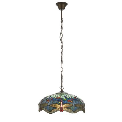 Endon 112195 - Chain-hung Tiffany DRAGONFLY chandelier 1xE27/60W/230V Ø 41 cm