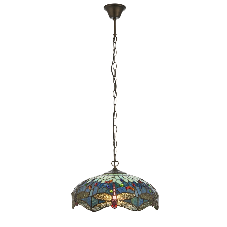 Endon 112195 - Chain-hung Tiffany DRAGONFLY chandelier 1xE27/60W/230V Ø 41 cm