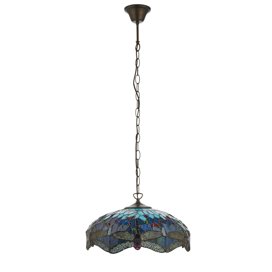 Endon 112195 - Chain-hung Tiffany DRAGONFLY chandelier 1xE27/60W/230V Ø 41 cm