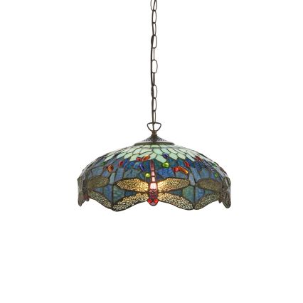 Endon 112195 - Chain-hung Tiffany DRAGONFLY chandelier 1xE27/60W/230V Ø 41 cm