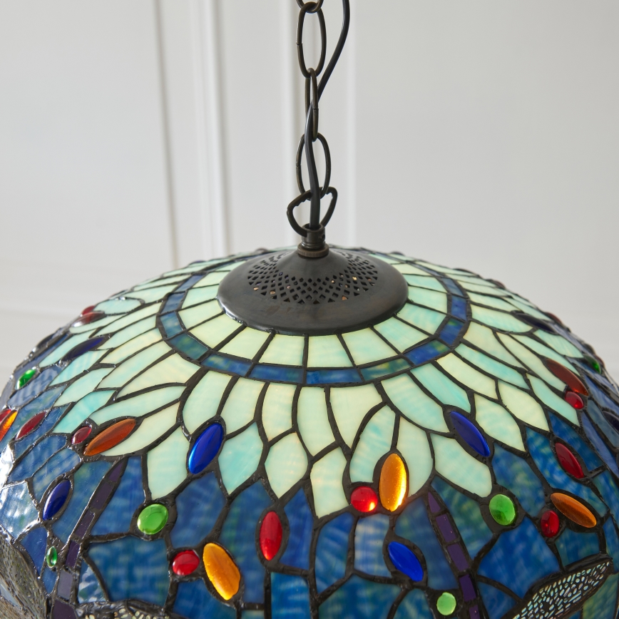 Endon 112195 - Chain-hung Tiffany DRAGONFLY chandelier 1xE27/60W/230V Ø 41 cm
