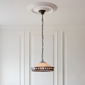 Endon 112196 - Chain-hung Tiffany FARGO chandelier 1xE27/60W/230V, diameter 41,5 cm