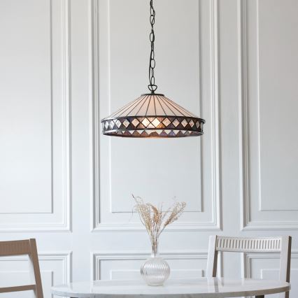 Endon 112196 - Chain-hung Tiffany FARGO chandelier 1xE27/60W/230V, diameter 41,5 cm