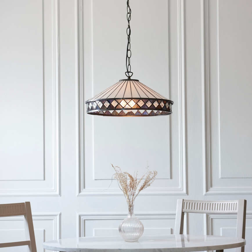 Endon 112196 - Chain-hung Tiffany FARGO chandelier 1xE27/60W/230V, diameter 41,5 cm