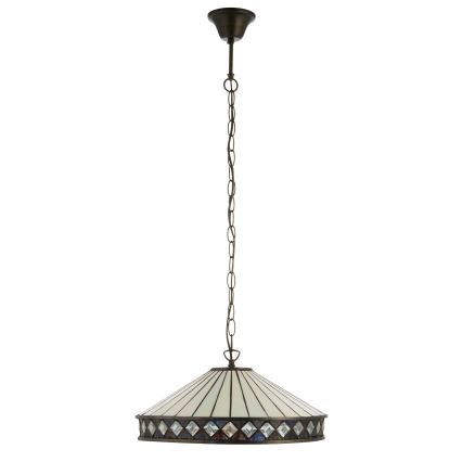 Endon 112196 - Chain-hung Tiffany FARGO chandelier 1xE27/60W/230V, diameter 41,5 cm