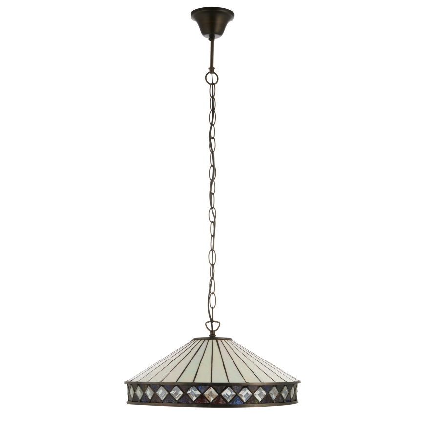 Endon 112196 - Chain-hung Tiffany FARGO chandelier 1xE27/60W/230V, diameter 41,5 cm