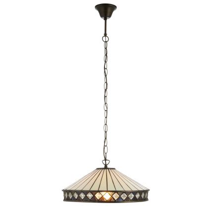 Endon 112196 - Chain-hung Tiffany FARGO chandelier 1xE27/60W/230V, diameter 41,5 cm
