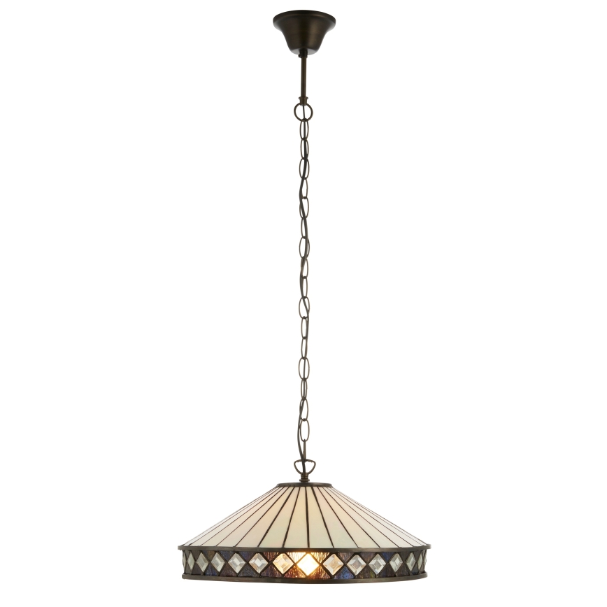 Endon 112196 - Chain-hung Tiffany FARGO chandelier 1xE27/60W/230V, diameter 41,5 cm