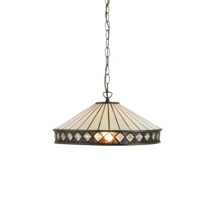 Endon 112196 - Chain-hung Tiffany FARGO chandelier 1xE27/60W/230V, diameter 41,5 cm