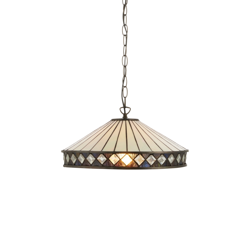 Endon 112196 - Chain-hung Tiffany FARGO chandelier 1xE27/60W/230V, diameter 41,5 cm