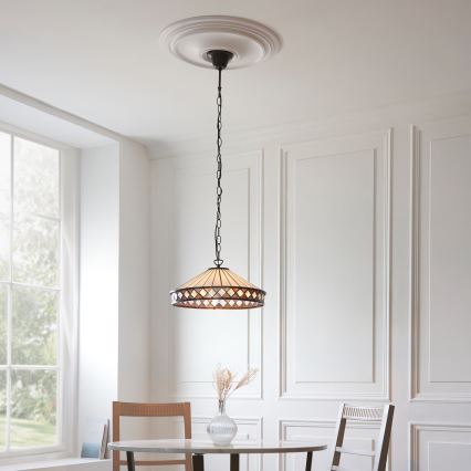 Endon 112196 - Chain-hung Tiffany FARGO chandelier 1xE27/60W/230V, diameter 41,5 cm
